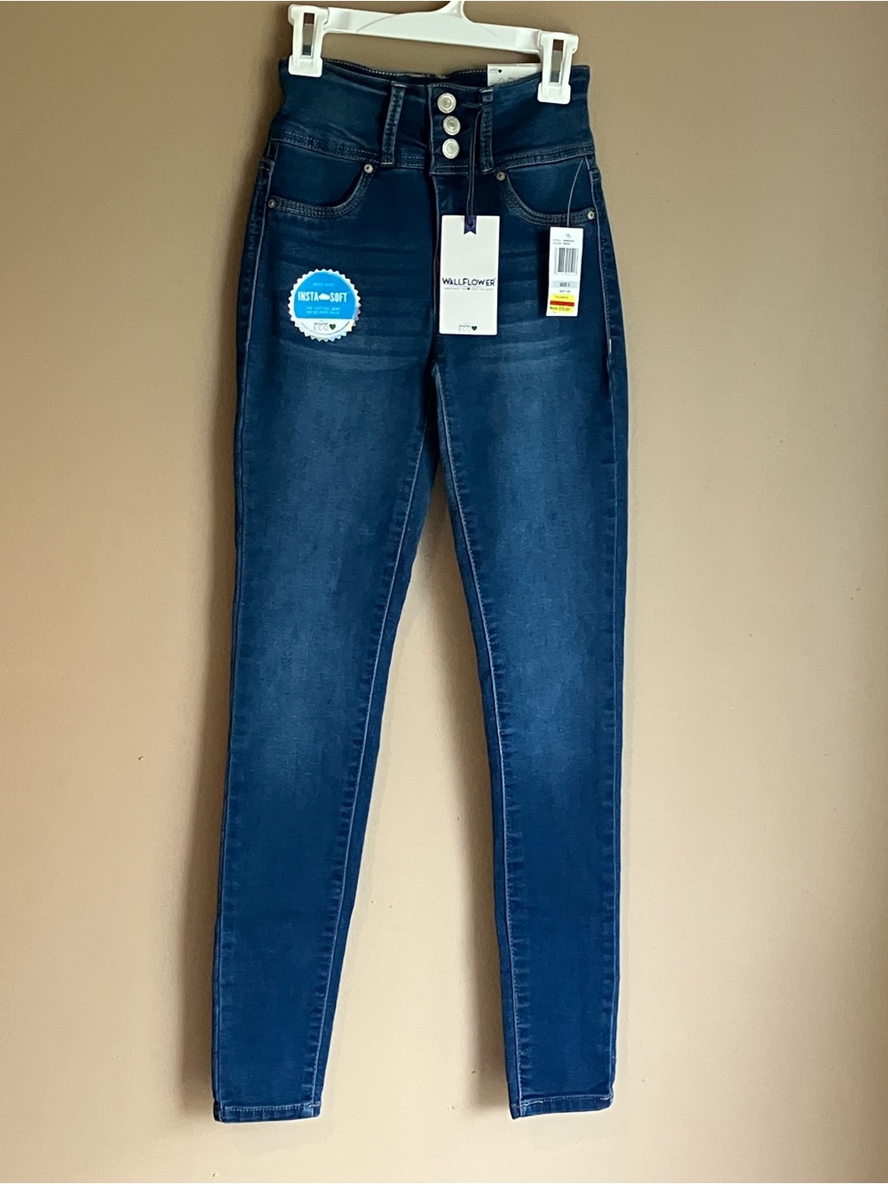 Wallflower High-Rise Skinny Jeans in Dark Blue Wash